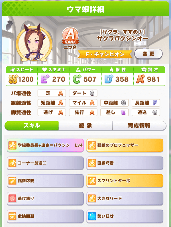 ウマ娘 星３青因子を目指してバクシン中です チャーさんのブログ